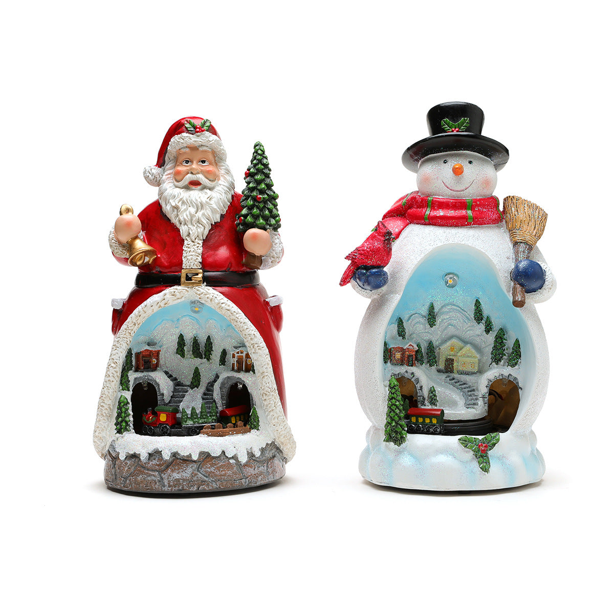 LED Animated Christmas Resin Snow Globe Music Box