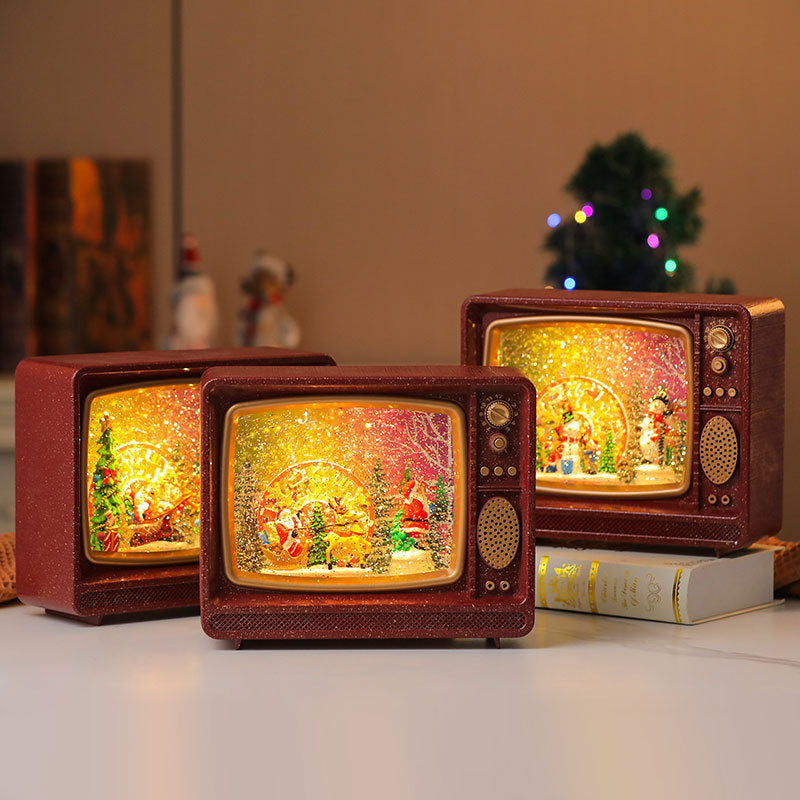 Classy Retro Christmas Snow Globe with Music TV