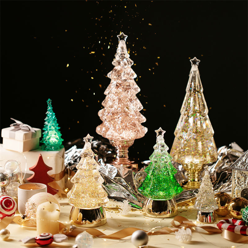 LED Illuminated Crystal Christmas Tree Music Box Collection
