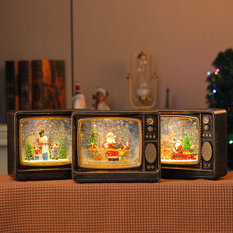 Classy Retro Christmas Snow Globe with Music TV
