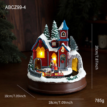 Battery Powered Christmas Village with Rotating Train