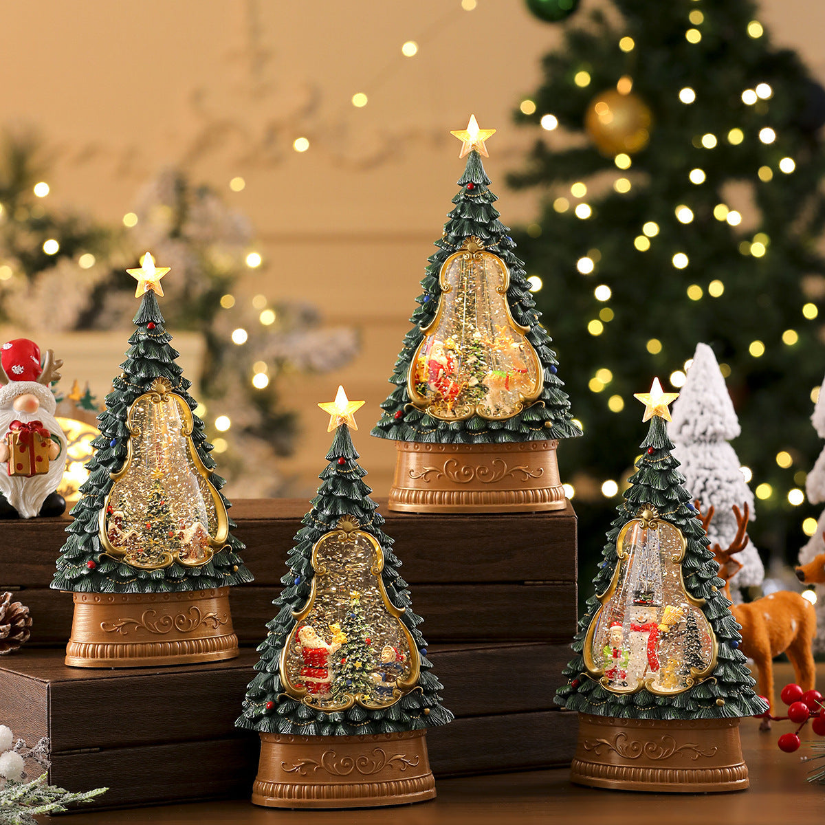 USB-Powered Automatic Snow Globe Christmas Tree