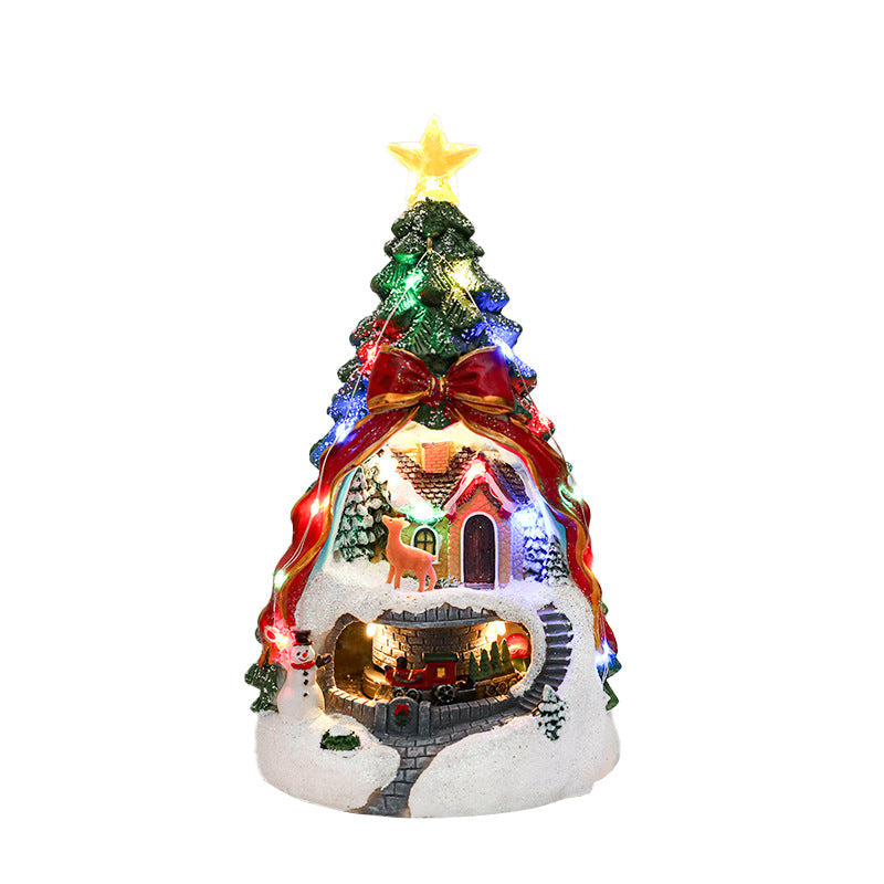 Battery Powered Christmas Village with Rotating Train