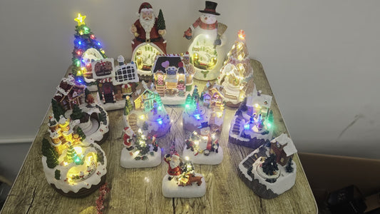 Rotating Train Christmas Village Music Box Collection