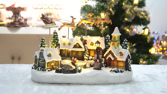 Santa's Flying Village Musical Christmas Display