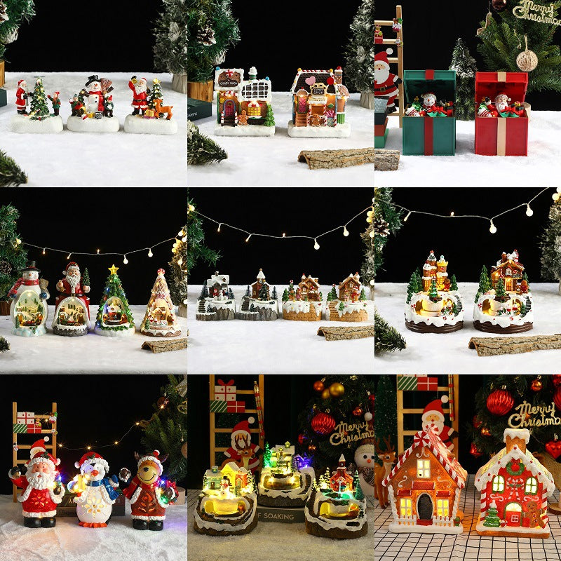 Rotating Train Christmas Village Music Box Collection